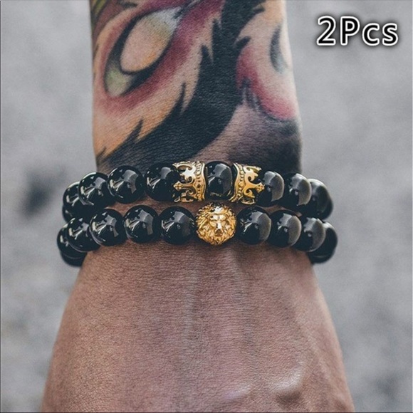 Other - 2PCS CROWN LION BEADED BRACELET MEN JEWELRY Other - 2PCS CROWN LION BEADED BRACELET MEN JEWELRY